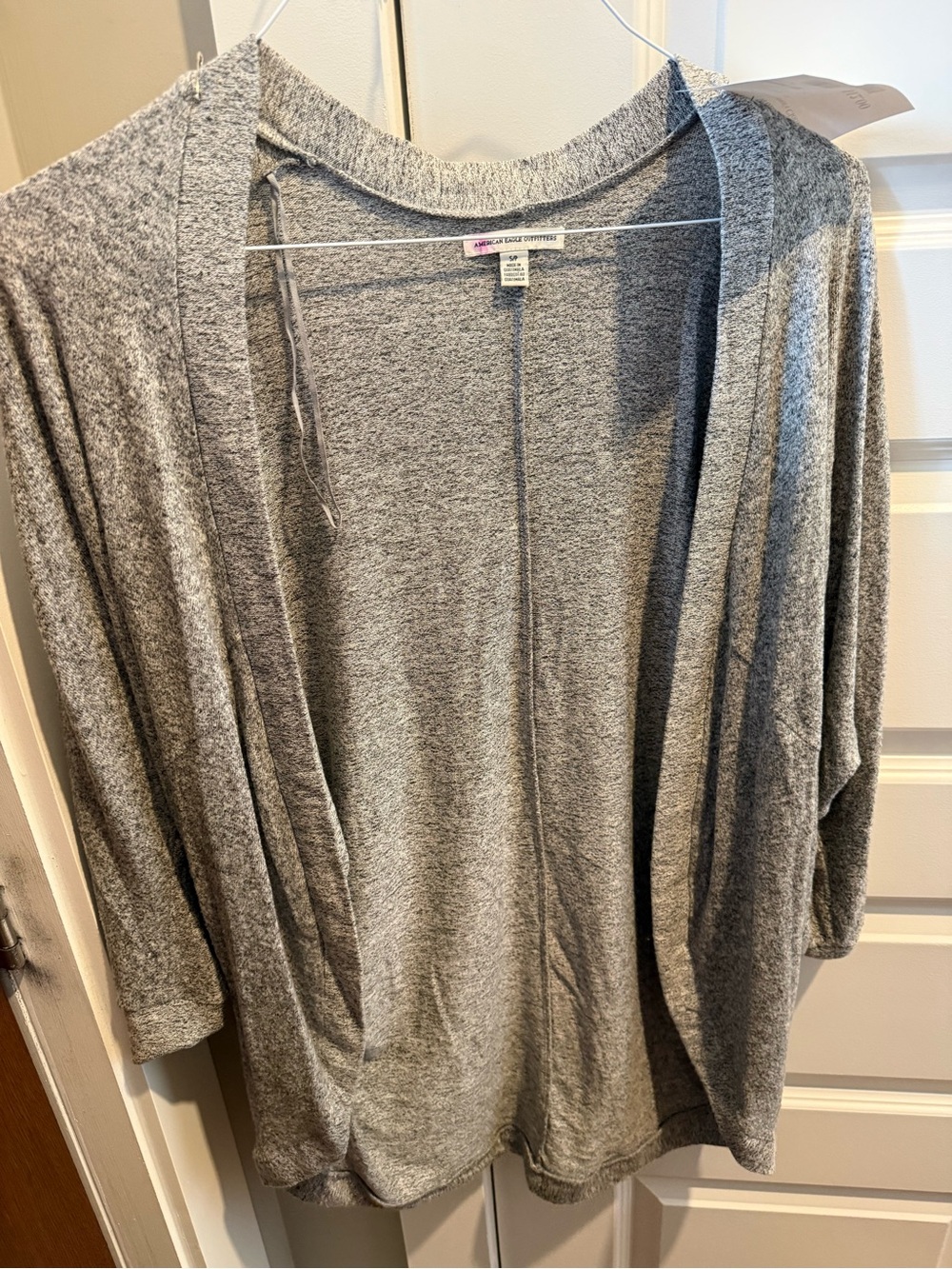 American Eagle Outfitters Light Gray Open-Front Women's Cardigan